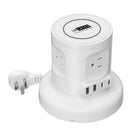 Uncaged Ergonomics - Multiprise rétractable sans fil avec gestion automatique des câbles et chargeur sans fil - Blanche-Hub d'alimentation 9 en 1 : 4 prises secteur, 2 ports USB-A, 2 ports de charge rapide USB-C PD (20 W), plus un tapis de charge sans fil de 15 W