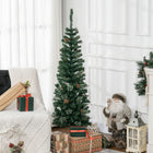HOMCOM - Sapin de Noël artificiel avec aiguilles de pin et pommes de pin-Sa forme en crayon en fait une excellente option pour les petites pièces ou comme deuxième arbre dans une entrée, car il ne prend pas beaucoup de place au sol 