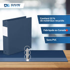 Davis Group Super économie, Reliure à anneaux ronds 2 po, paquet de 6 – Bleu Marine-Polypropylène sans PVC