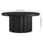 Hudson&Canal - Table basse ronde cannelée Olie - 32 po l - Grain noir-Caractéristiques assemblage facile
