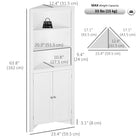 Kleankin - Armoire de salle de bain d’angle avec doubles portes et étagères réglables - blanc-Composé de deux étagères réglables à 3 niveaux pour offrir plus de choix pour ranger divers essentiels 