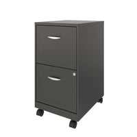 Hirsh Industries - Classeur vertical Space Solutions à profondeur de 18 po avec roulettes, 2 tiroirs, charbon métallique-Le tiroir accepte les chemises suspendues de format lettre