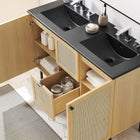 Modway - Chaucer 48" Meuble de salle de bain à double lavabo - Noir de chêne-Portes en rotin tissé