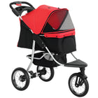 PawHut - Poussette de luxe pour animaux, légère, chariot de voyage pour chien et chat, design pliable à un clic, rouge-Cette poussette est conçue avec un cadre en acier et un tissu Oxford pour une utilisation durable. 