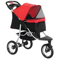 PawHut - Poussette de luxe pour animaux, légère, chariot de voyage pour chien et chat, design pliable à un clic, rouge-Cette poussette est conçue avec un cadre en acier et un tissu Oxford pour une utilisation durable. 