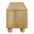 Modway - Sorren Festonné 71 po Bois Meuble TV, Naturel-Pieds en chignon ajustables avec nivelleurs