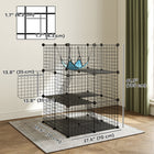 PawHut - Cage pour chat à 3 niveaux, avec 3 portes, échelles, hamac - noir-Cette cage pour chat comprend une échelle, une plateforme et un hamac douillet pour s'amuser 