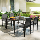 Outsunny - ensemble de salle à manger de patio 5 pièces avec 4 chaises empilables-Tissu en maille de 530 gsm et ressorts de tension sur les chaises, respirant et confortable