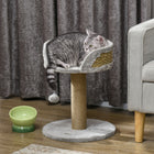 PawHut - Arbre à chat petit avec poteau à griffer, perchoir, balle jouet - gris-Bord haut sur le lit pour éviter que votre chat ne tombe accidentellement 