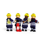 Bigjigs Toys - Figurines de pompiers, lot de 4-Avec des bras et des jambes flexibles et articulés, chacune des figurines peut se tenir debout ou s'asseoir