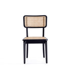 Manhattan Comfort - Lot de 2 chaises de salle à manger Giverny 18,11 po style industriel chic - noir et cannage naturel-Assise en canne naturelle