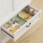 HOMCOM - Armoire de cuisine 72 po avec éclairage DEL et étagères de porte - blanc-Fabriqué en panneau de particules robuste et MDF, supportant jusqu’à 220 lb (100 kg) 