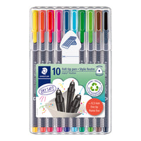 Staedtler - Marqueurs Fineliner triplus – 0,3 mm – couleurs variées – paquet de 10-Stylo à pointe fine de qualité supérieure avec pointe super fine à revêtement métallique