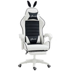 HOMCOM - Chaise de gamer inclinable avec repose-pieds - noir-Oreilles de chat et de lapin ajoutent une touche ludique et amusante