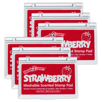 Ready 2 Learn - Tampon encreur lavable - Parfum Fraise - Rouge - Paquet de 6-Arrêtez et Sentez L'encre - Ajoutez de la vie à vos créations artistiques ! Ce tampon encreur rouge contient une encre parfumée à la fraise. Une ressource artistique divertissante pour les salles de classe, les foyers ou les centres !