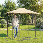 Outsunny - Gazébo pliant pour barbecue 5 pi l x 8.5 pi L avec étagères - Auvent d'extérieur UPF 50+ - Kaki-Deux étagères latérales pour garder les ustensiles de barbecue, les boissons et la nourriture à portée de main
