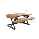 Rocelco - Support de bureau d'angle réglable assis/debout de 46 po avec support pour double écran - Teck-CADR s'élève à 18" au-dessus de la surface du bureau et s'abaisse à 5"