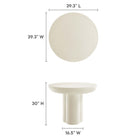 Modway - Caspian Béton rond de 40 po Table à manger, Blanc-Revêtement de béton