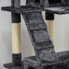 PawHut - Arbre à chat 68 po, tour condo grande à plusieurs niveaux - gris charbon-Comprend 3 jouets pompons suspendus en forme de souris 