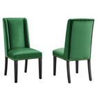 Modway - Baron Performance Velvet Chaises de salle à manger Ensemble de 2 - Émeraude-Cadre en bois massif