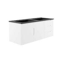 Modway - Vitality Double évier 48" Vanette de salle de bain - Blanc Noir-Vanité de salle de bain moderne