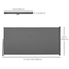 Outsunny - store latéral rétractable 118 po x 63 po avec résistance aux rayons UV et au vent - gris clair-Tissu en polyester avec revêtement PA, respirant, imperméable, résistant aux UV et facile à nettoyer
