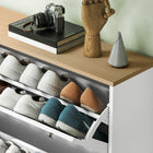 HOMCOM - Armoire à chaussures avec 4 tiroirs rabattables au design étroit - blanc-Profondeur de 9,3 po (23,5 cm) permettant d’économiser de l’espace précieux dans les couloirs étroits 