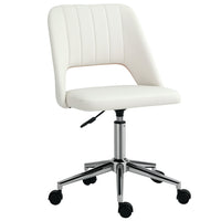 Vinsetto - Chaise de bureau pivotante sans accoudoirs - blanc crème-Design simple avec rembourrage épais pour un confort accru