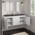 Modway - Render Fixation murale de 48" Vanette de salle de bain - Blanc Noir-Tiroirs à extension complète