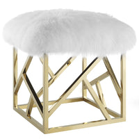 Modway - Intersperse Peau de mouton Ottoman - Or Blanc-Ottoman moderne de lit ou de salon