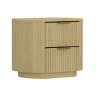 Manhattan Comfort - Olivia 26,5" Table de nuit moderne - Chêne naturel et or - Lot de 2-Présente une finition en chêne naturel avec une texture nervurée
