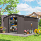 Abri de jardin Outsunny 9' x 11' avec kit de fondation-Portes coulissantes doubles pour un accès facile

