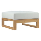 Modway - Upland Terrasse extérieure Teck Ottoman in Blanc naturel-Ottoman moderne en teck d’extérieur