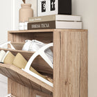 HOMCOM - Armoire à chaussures mince avec 3 tiroirs rabattables pour 12 paires - bois naturel-Couleur : Bois naturel 