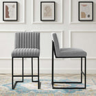 Modway - Indulge Chenal Touffé Tissu Tabourets de comptoir - Gris clair - Ensemble de 2-Rembourrage en tissu doux