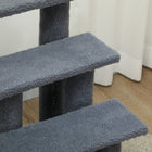 PawHut - Escalier pour animaux à 4 marches multi-niveaux avec poteau à griffer recouvert de tapis - gris-Matériau : Panneau de particules, polaire berbère 