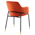 Modway - Jovi Performance Velvet Fauteuil à manger Ensemble de 2 - Orange Noir-Cadre robuste en métal noir