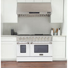 Kucht - 48 po Série KDF Cuisinière Pro Style à double combustible - Acier inoxydable/Blanc-Dimensions du produit 27,75 po L x 48 po L x 36 po H