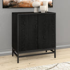 Hudson&Canal - Meuble d'appoint Montello de 28 po de largeur - Grain noir-Fabriqué en MDF robuste et en acier avec une finition grainée noire