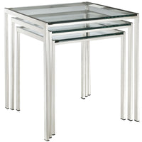 Modway - Nimble Table de nidification Ensemble de 3 - Argent-Ensemble moderne de table imbriquée en 3 pièces