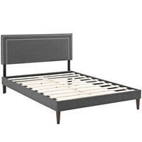 Modway - Virginia Tissu Lit à plateforme complet avec pieds carrés effilés, Gris-Rembourrage fin en polyester