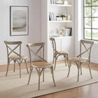 Modway - Gear Fauteuil d’appoint de salle à manger Ensemble de 4 - Gris-Aucune assemblée requise