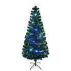 HOMCOM - Arbre de Noël 6 Pieds à Fibres Optiques LED Artificiel Pré-illuminé-L'arbre de style pin peut mesurer jusqu'à 6 pieds de haut avec un diamètre de 31,5 pouces  