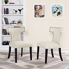 Modway - Curve Tissu Fauteuil d’appoint de salle à manger Ensemble de 2 - Beige-Pattes en caoutchouc noir