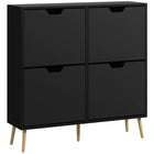 HOMCOM - Armoire à chaussures avec 4 tiroirs rabattables - noir-Peut contenir jusqu'à 8 à 16 paires de chaussures 