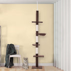 PawHut - Arbre à chat 102 po à 5 niveaux du sol au plafond, centre d’activités pour chat avec griffoir, marron-Coussin en peluche à l’extérieur pour garder votre animal au chaud et à l’aise 