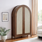 Modway - Calista 63 po voûté Armoire de rangement avec bureau pliant - Noyer-Finition stratifiée de grain de bois