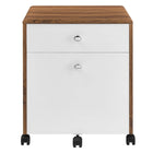 Modway - Transmit Bois Armoire à dossiers, Blanc noyer-Roulettes en plastique
