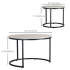 HOMCOM - Tables empilables rondes 29 po - grain de bois gris - Paquet de 2-Empilables lorsqu’elles ne sont pas utilisées pour un gain de place