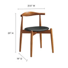 Modway - Stalwart Restauration Fauteuil d’appoint - Noir noyer foncé-Coussin en mousse rembourré en vinyle.